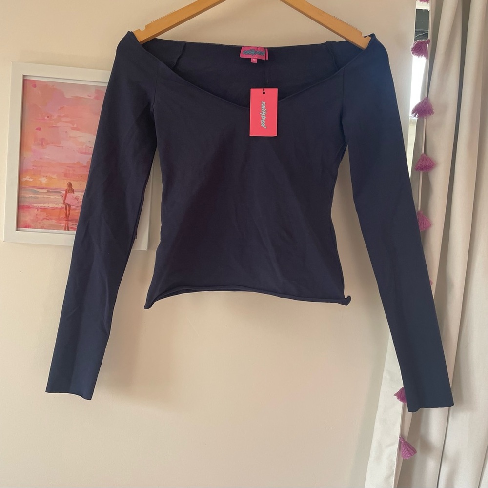 NWT Edikted Navy Blue Long Sleeve Top